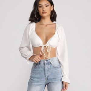 Windsor White Long Sleeve crop top